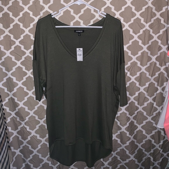 Express Sweaters - Express Knit Tunic Olive Green